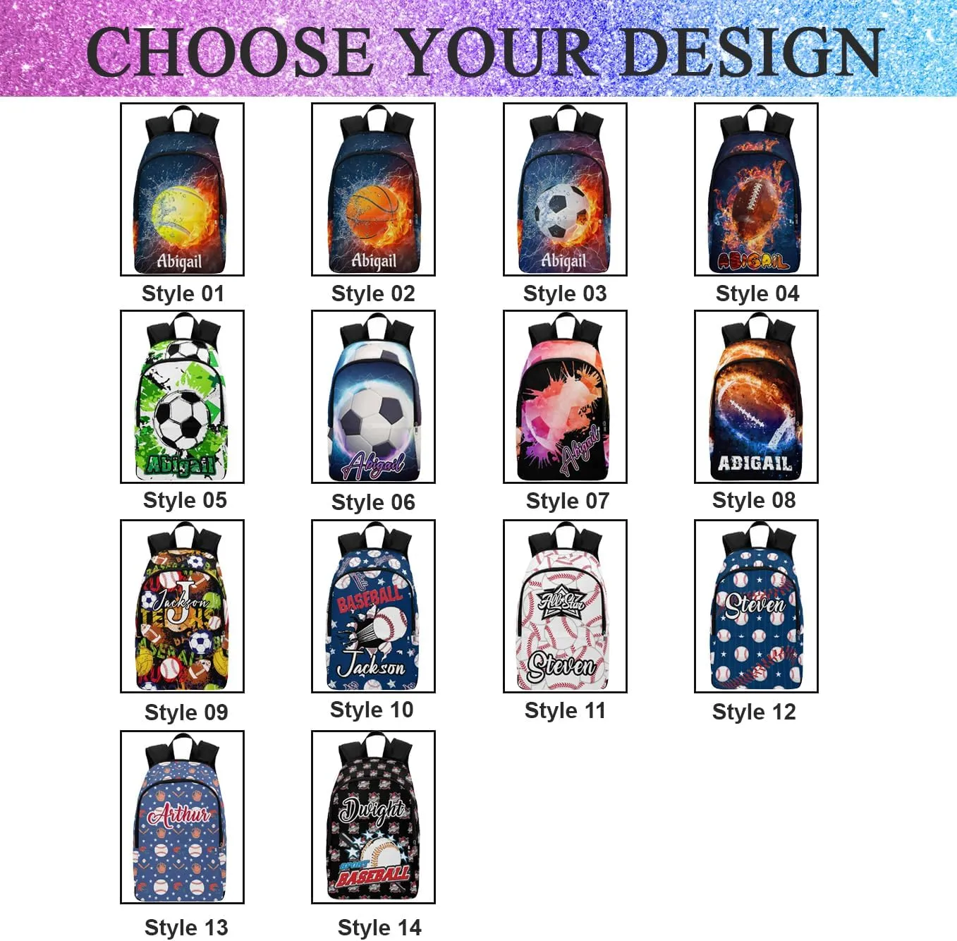 Customized Casual Unisex School Bags Backpack for Kids Boys Personalized Ball Sports Baseball College Shoulders Backpacks Casual Daypack Book Bag Laptop Computer Backpacks with Name for Son