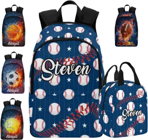 Customized Casual Unisex School Bags Backpack for Kids Boys Personalized Ball Sports Baseball College Shoulders Backpacks Casual Daypack Book Bag Laptop Computer Backpacks with Name for Son