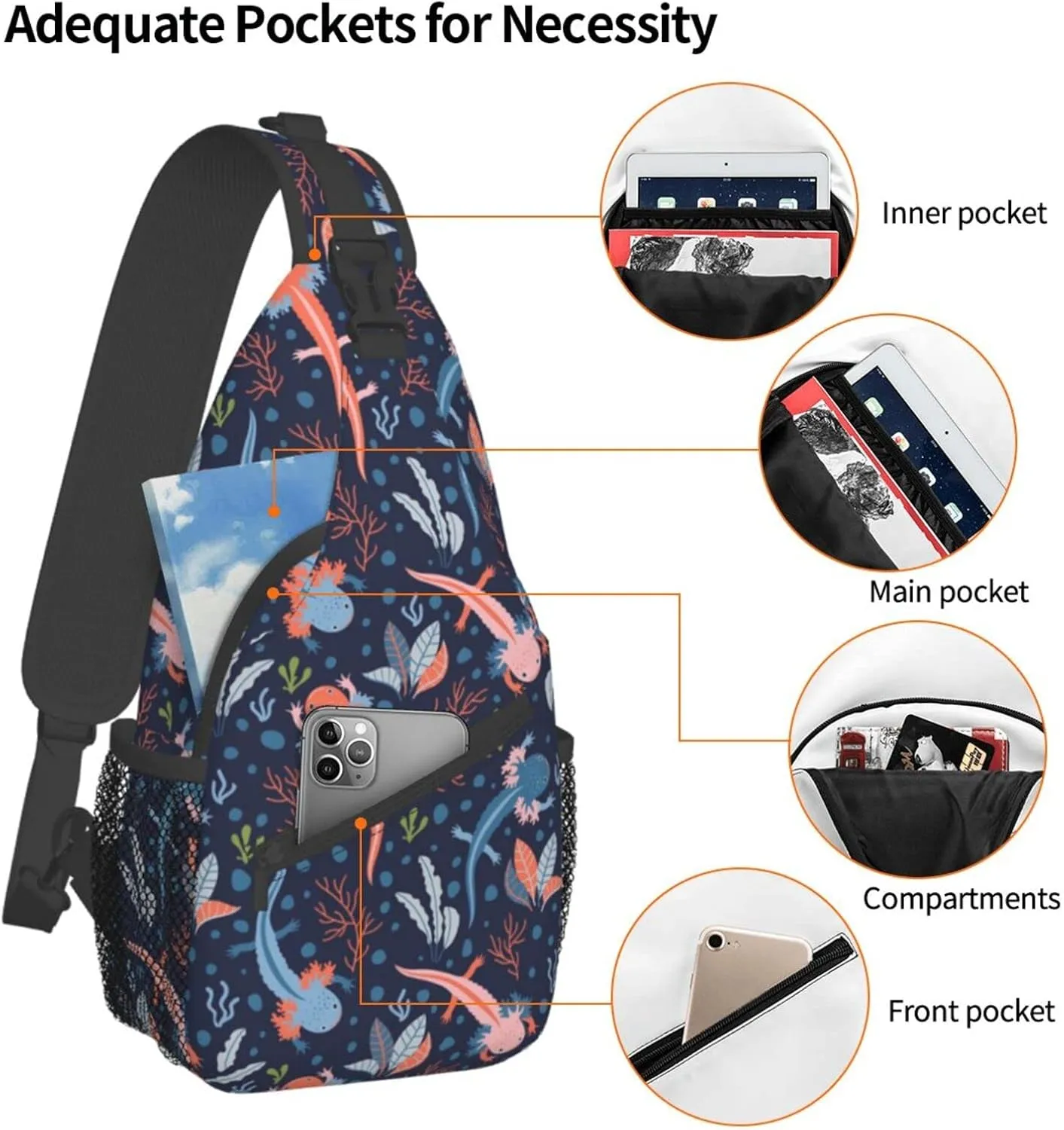 Cute Animal Sling Bag Crossbody Backpack Hiking Travel Daypack Chest Bag Lightweight Shoulder Bag For Women Men