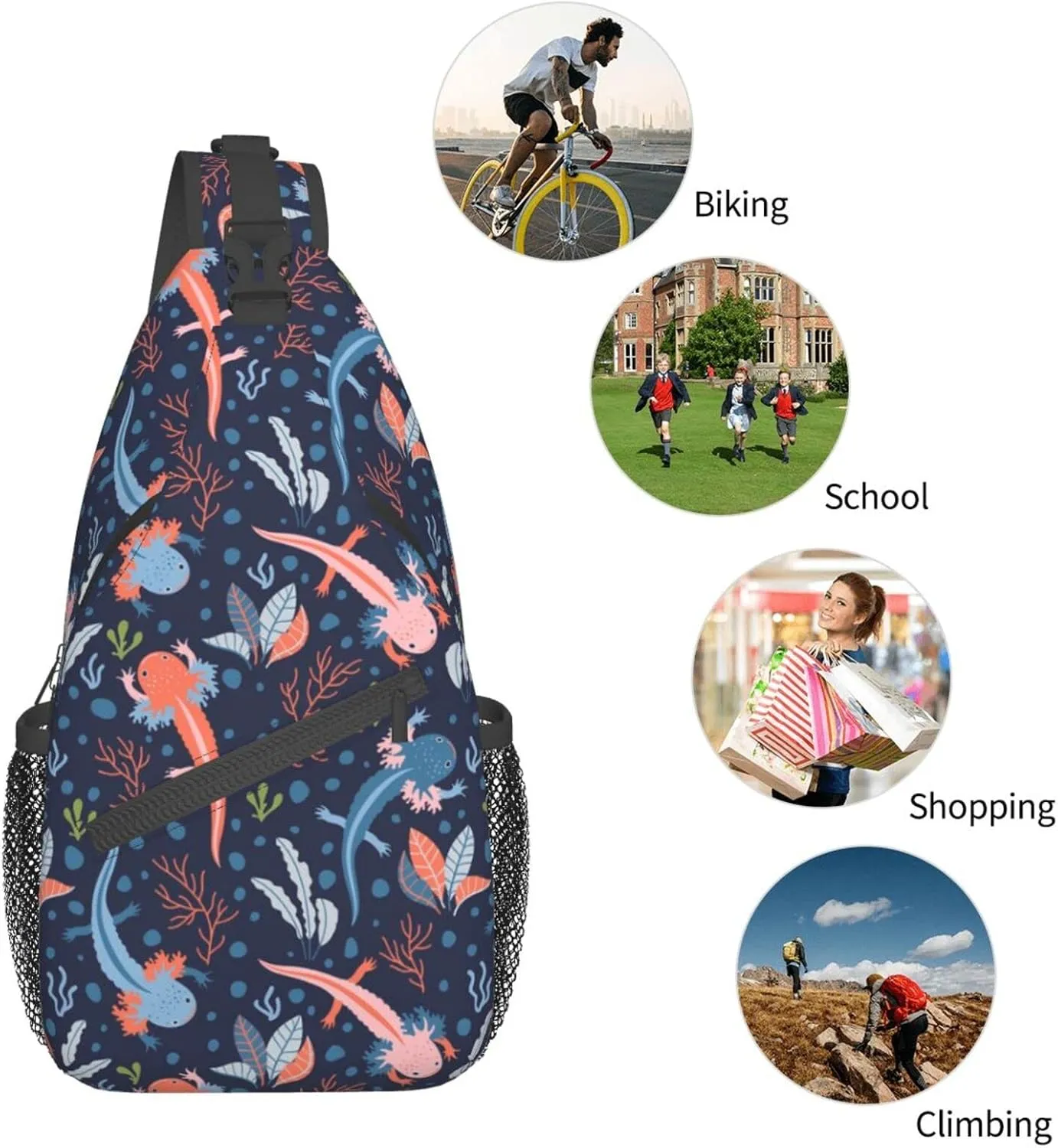 Cute Animal Sling Bag Crossbody Backpack Hiking Travel Daypack Chest Bag Lightweight Shoulder Bag For Women Men