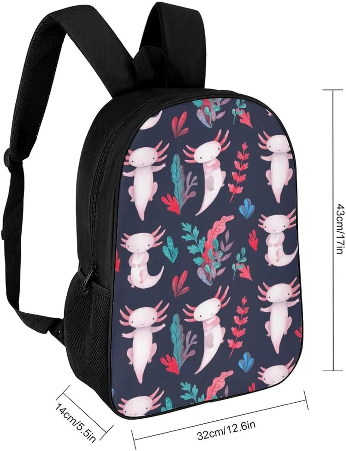 Cute Axolotl Backpack Lightweight Waterproof Backpacks Laptop Backpack for Unisex Casual Travel Daypacks Large Capacity