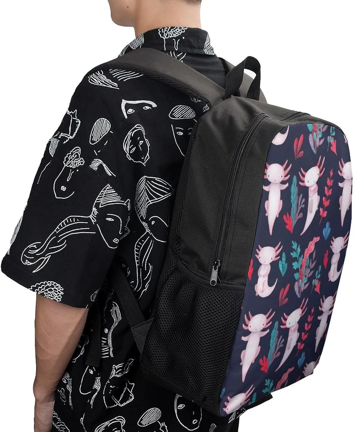 Cute Axolotl Backpack Lightweight Waterproof Backpacks Laptop Backpack for Unisex Casual Travel Daypacks Large Capacity