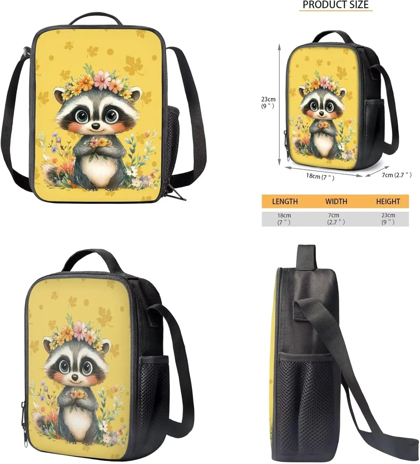Cute Bookbags for Girls with Lunchbox Raccoon Kawaii Backpack for School Kids School Bag Multifunctional 5th Grade Backpacks for Girls Travel Daypack Set for Elementary Students