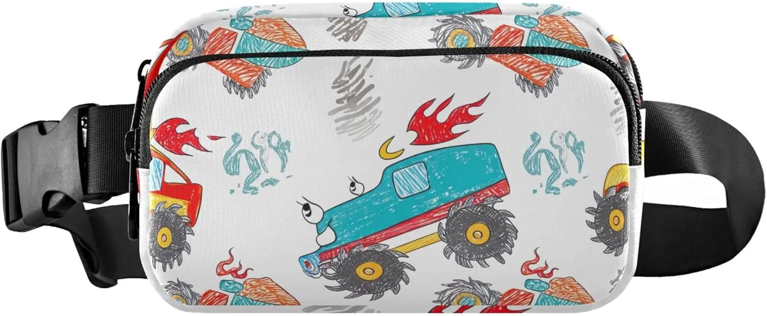 Cute Cartoon Trucks Fanny Pack for Women Trendy Hip Bag Belt Pouch Waterproof Crossbody Waist Purse