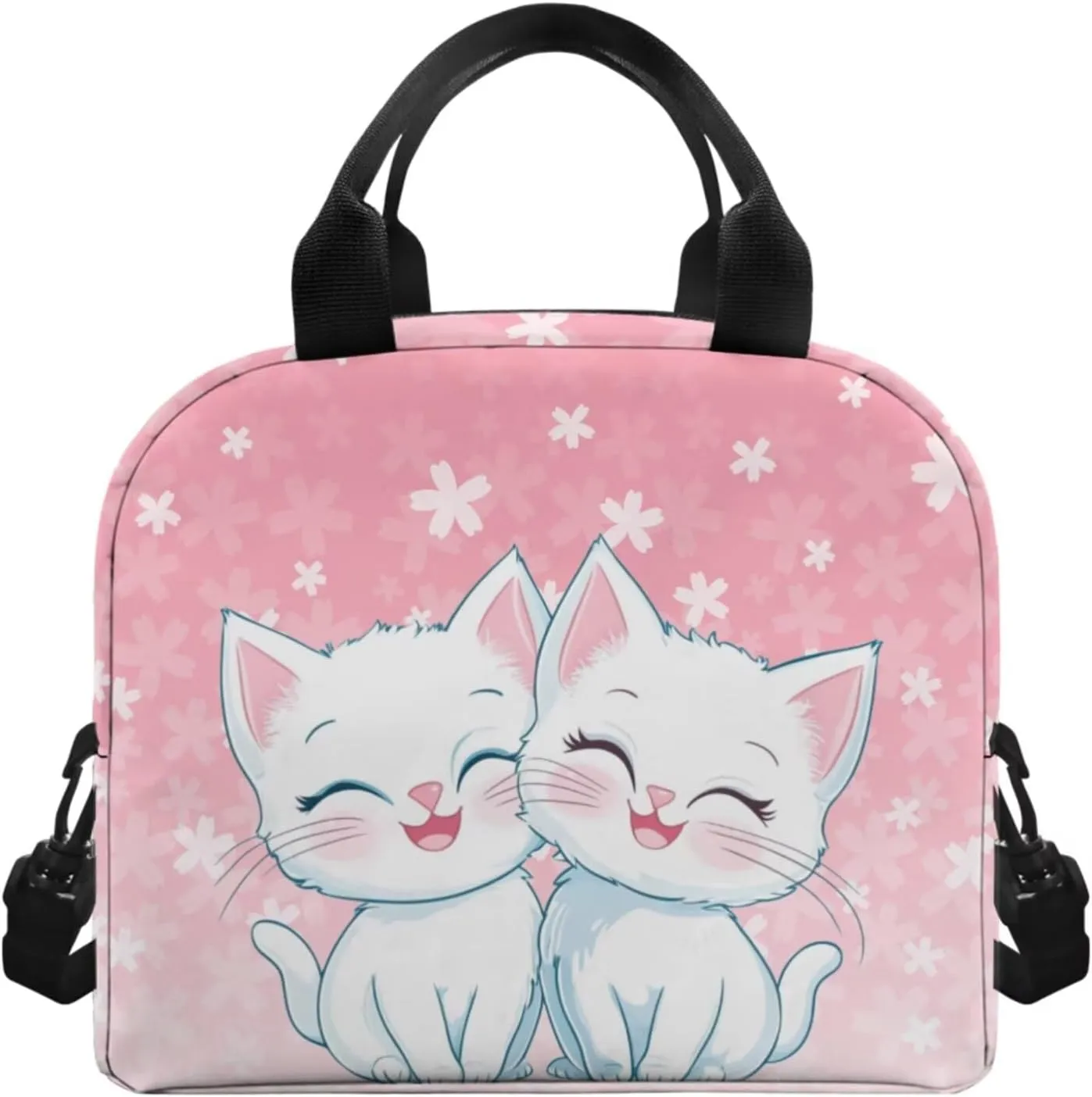 Cute Cat 4th Grade Backpack for Girls Kids Book Bag 4-in-1 Elementary School Bags for Girls Casual Daypack Backpacks with Lunch Box Pencil Case Bookmarks for Primary Students