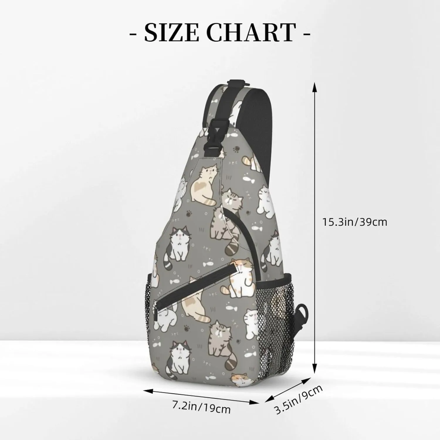 Cute Cat Sling Bag for Women Men Crossbody Sling Backpack Cat Shoulder Bag Chest Bag Daypack for Travel, Hiking