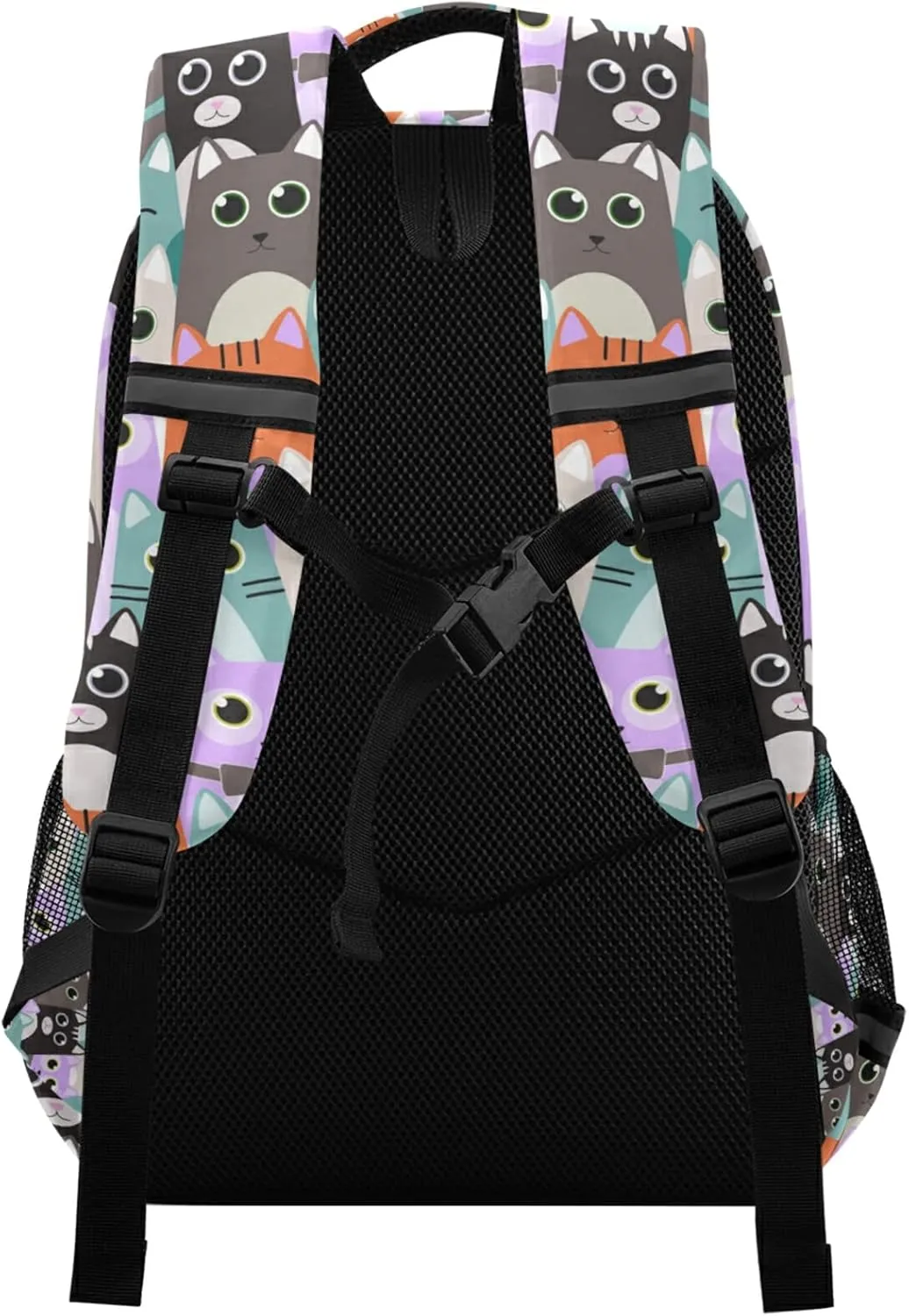 Cute Cats School Backpack for Boys Girls Portable Wide shoulder strap Backpack Lightweight Travel Bag College Casual Daypack with Reflective Strip Large