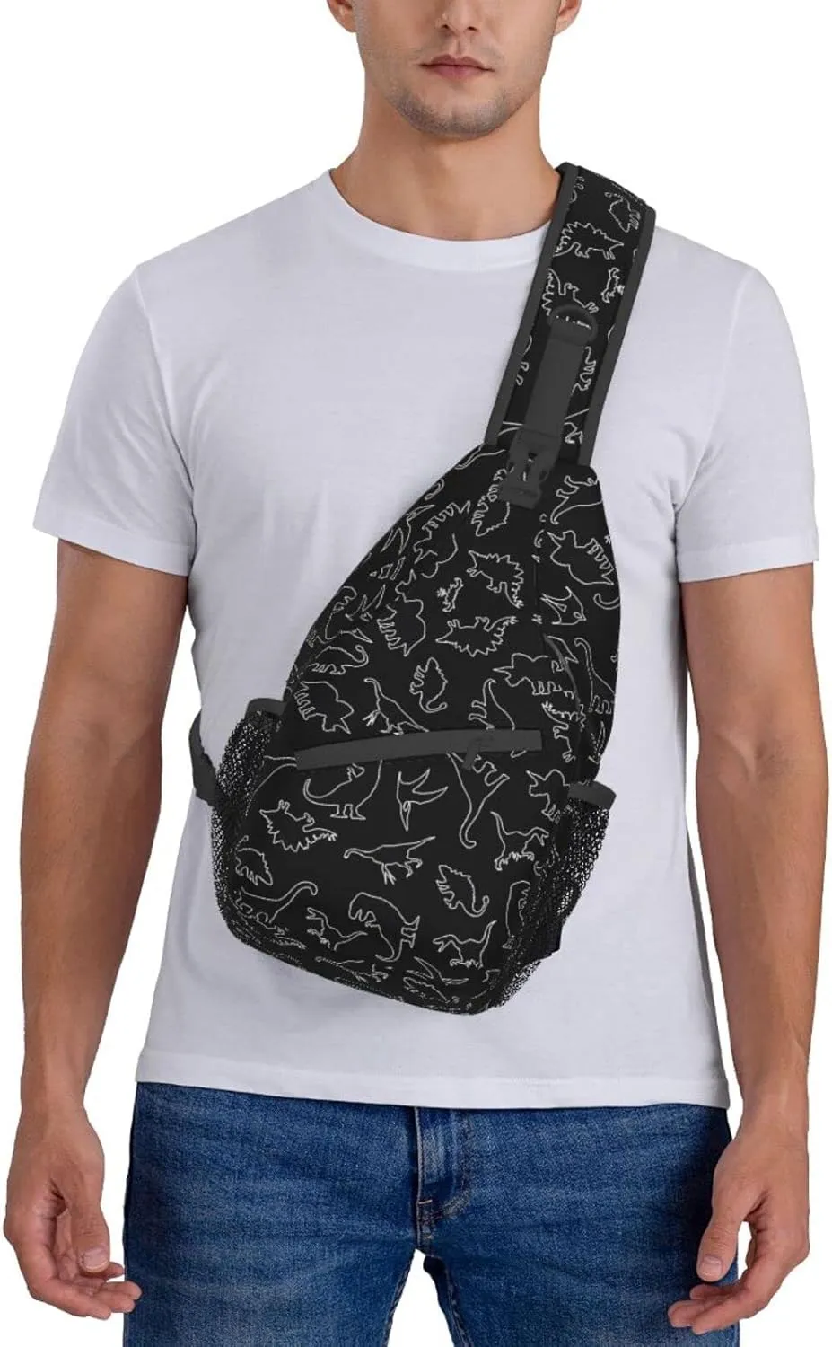 Cute Dinosaur Sling Backpack Unisex Dino Chest Bags Crossbody Travel Hiking Daypack For Women Men Shoulder Bag