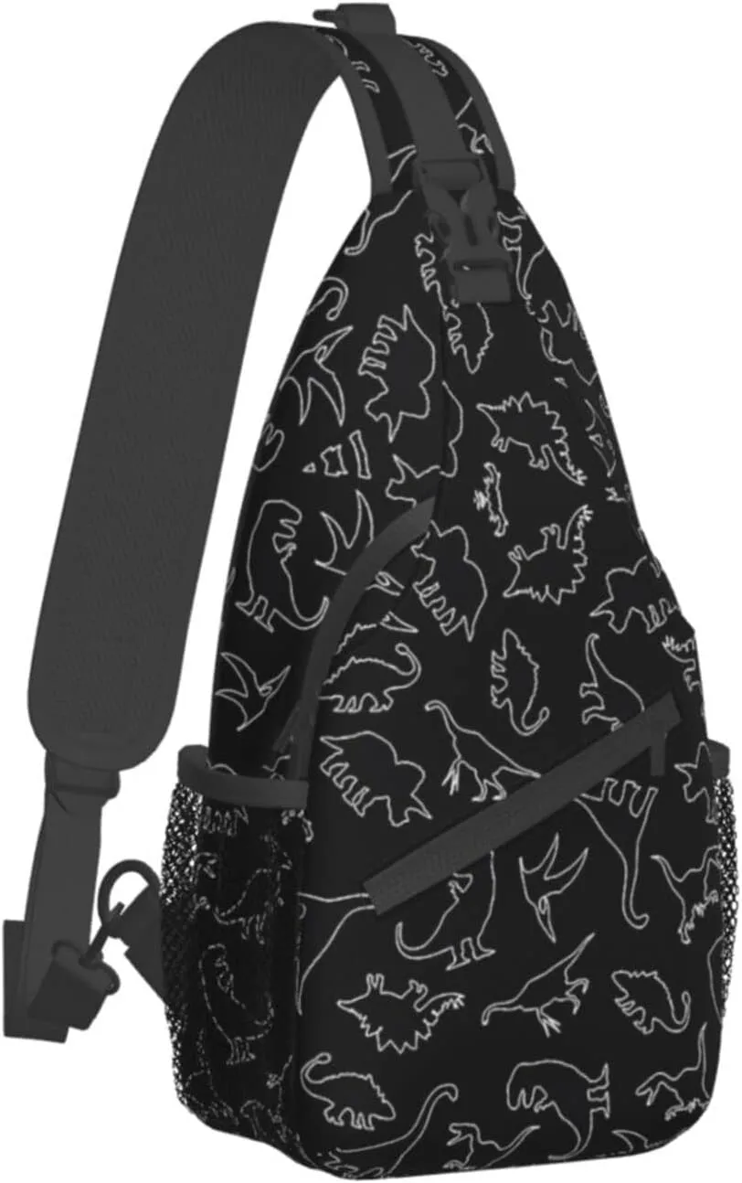 Cute Dinosaur Sling Backpack Unisex Dino Chest Bags Crossbody Travel Hiking Daypack For Women Men Shoulder Bag