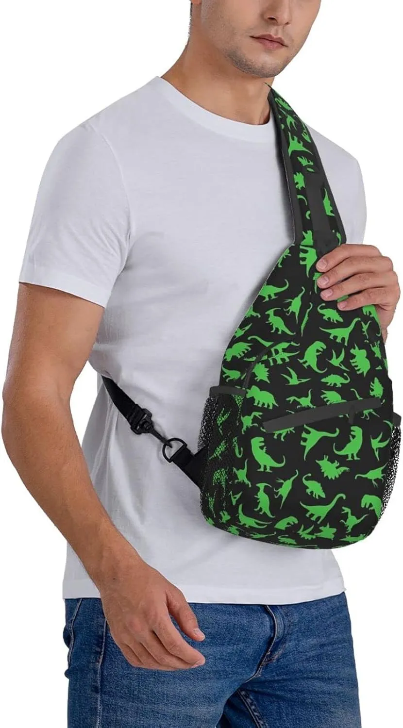 Cute Dinosaur Sling Backpack Unisex Dino Chest Bags Crossbody Travel Hiking Daypack For Women Men Shoulder Bag