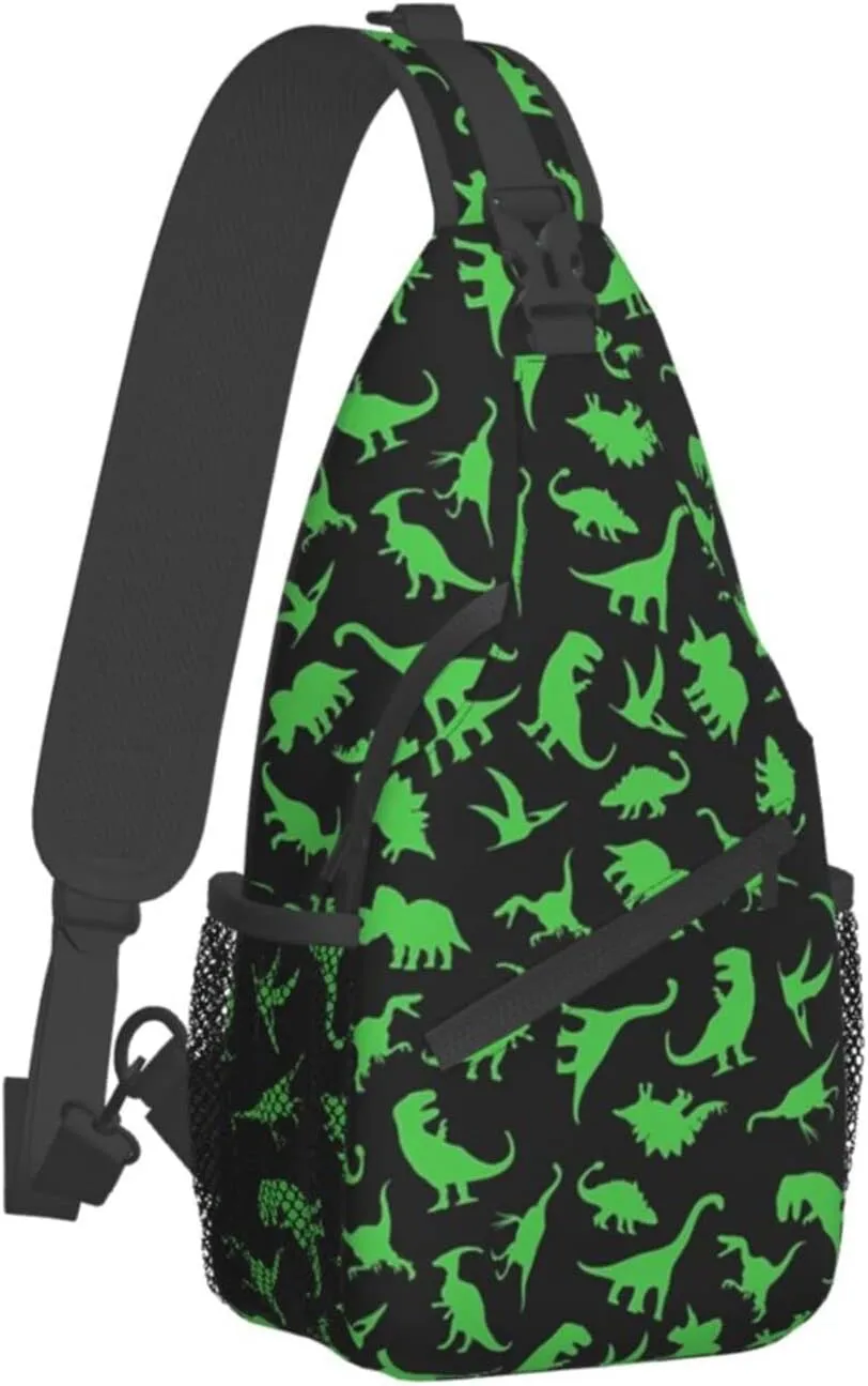 Cute Dinosaur Sling Backpack Unisex Dino Chest Bags Crossbody Travel Hiking Daypack For Women Men Shoulder Bag