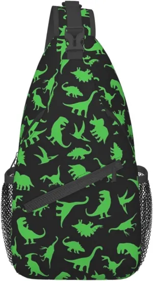 Cute Dinosaur Sling Backpack Unisex Dino Chest Bags Crossbody Travel Hiking Daypack For Women Men Shoulder Bag