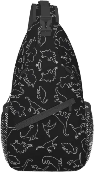 Cute Dinosaur Sling Backpack Unisex Dino Chest Bags Crossbody Travel Hiking Daypack For Women Men Shoulder Bag