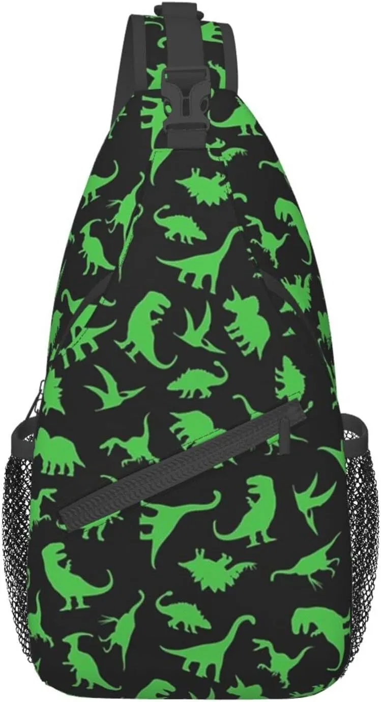 Cute Dinosaur Sling Backpack Unisex Dino Chest Bags Crossbody Travel Hiking Daypack For Women Men Shoulder Bag