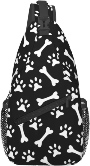 Cute Dog Paw Print Sling Bag Crossbody Bags Backpacks Dog Paw Chest Bag for Women Men Working, Shopping