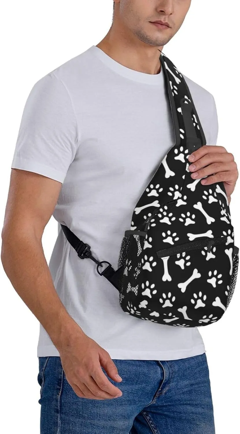 Cute Dog Paw Print Sling Bag Crossbody Bags Backpacks Dog Paw Chest Bag for Women Men Working, Shopping