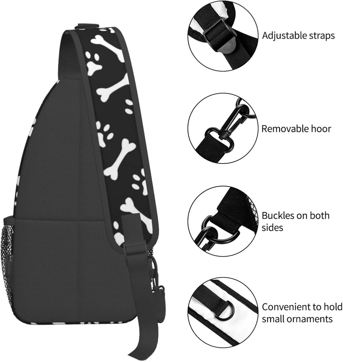 Cute Dog Paw Print Sling Bag Crossbody Bags Backpacks Dog Paw Chest Bag for Women Men Working, Shopping