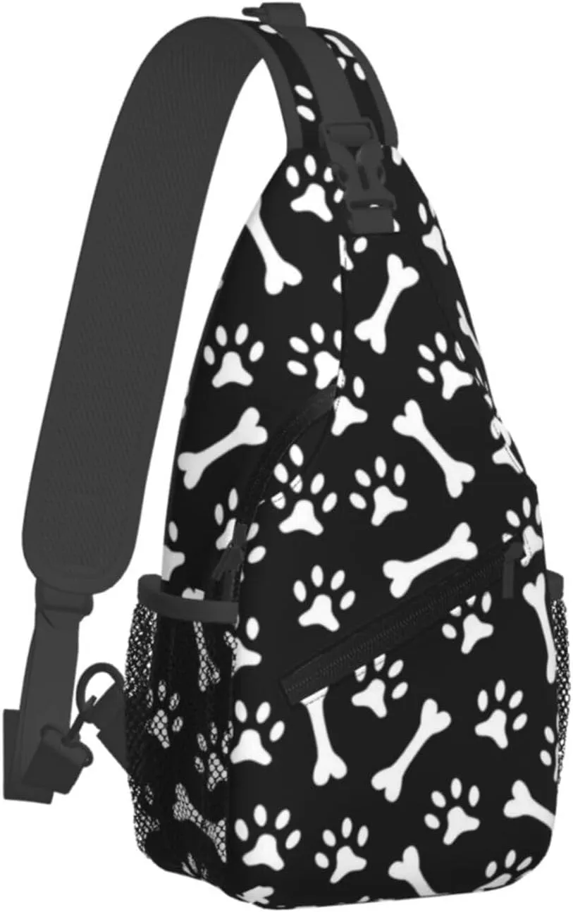 Cute Dog Paw Print Sling Bag Crossbody Bags Backpacks Dog Paw Chest Bag for Women Men Working, Shopping