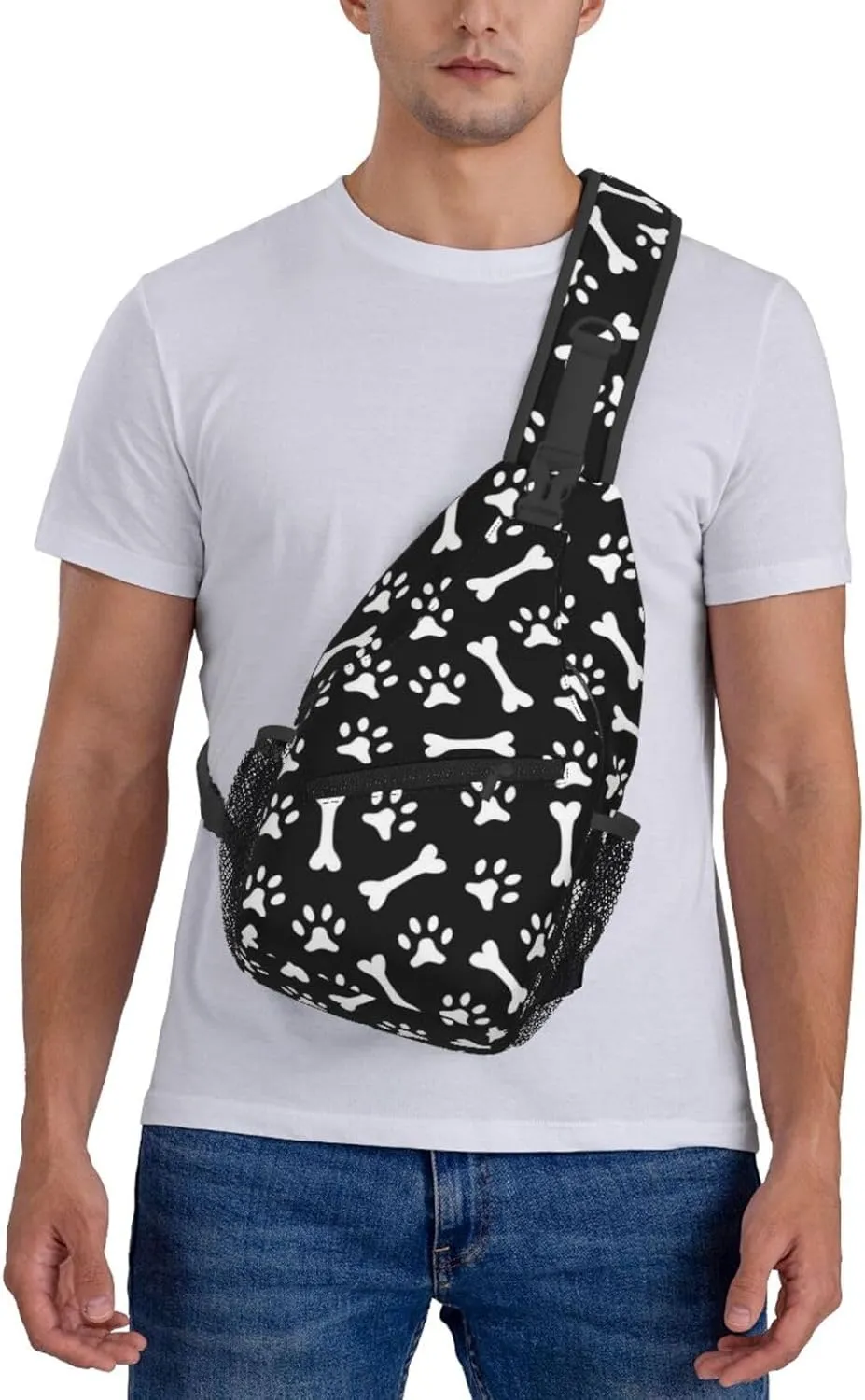 Cute Dog Paw Print Sling Bag Crossbody Bags Backpacks Dog Paw Chest Bag for Women Men Working, Shopping