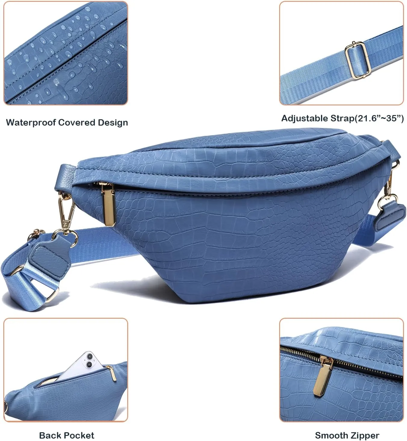 Cute Fanny Packs for Women，Waist Belt Bag Purse for Women. Vegan Leather Women's Fanny Pack