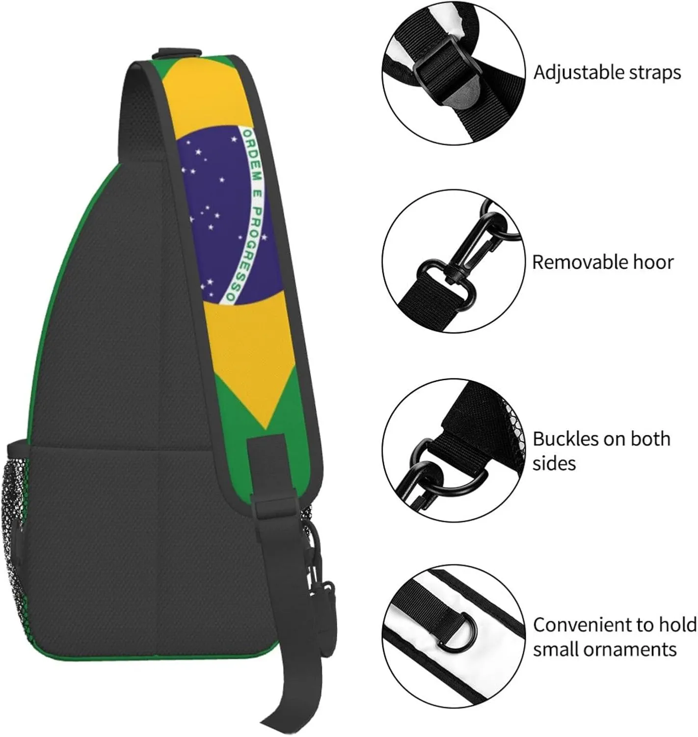 Cute Flag Sling Bag Crossbody Backpack Patriotic Flag Travel Hiking Daypack Shoulder Chest Bag for Women Men