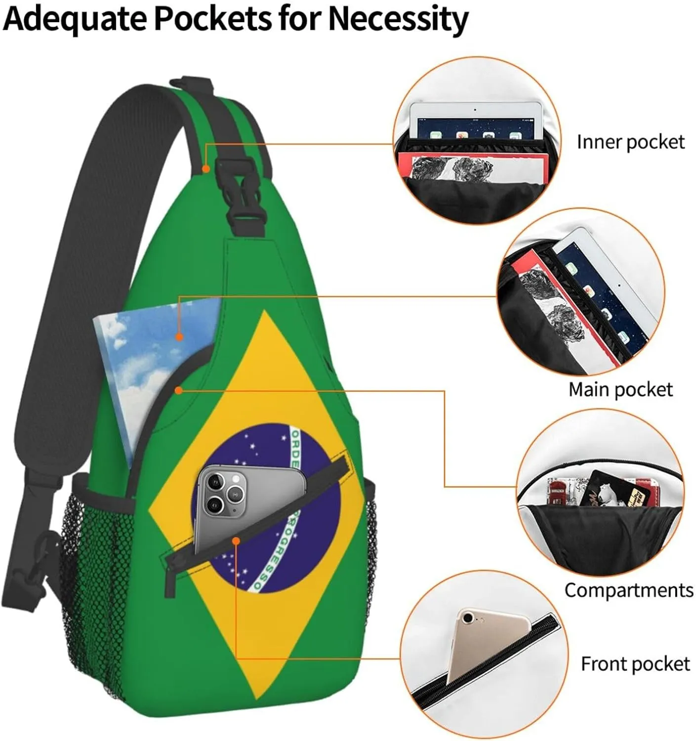 Cute Flag Sling Bag Crossbody Backpack Patriotic Flag Travel Hiking Daypack Shoulder Chest Bag for Women Men