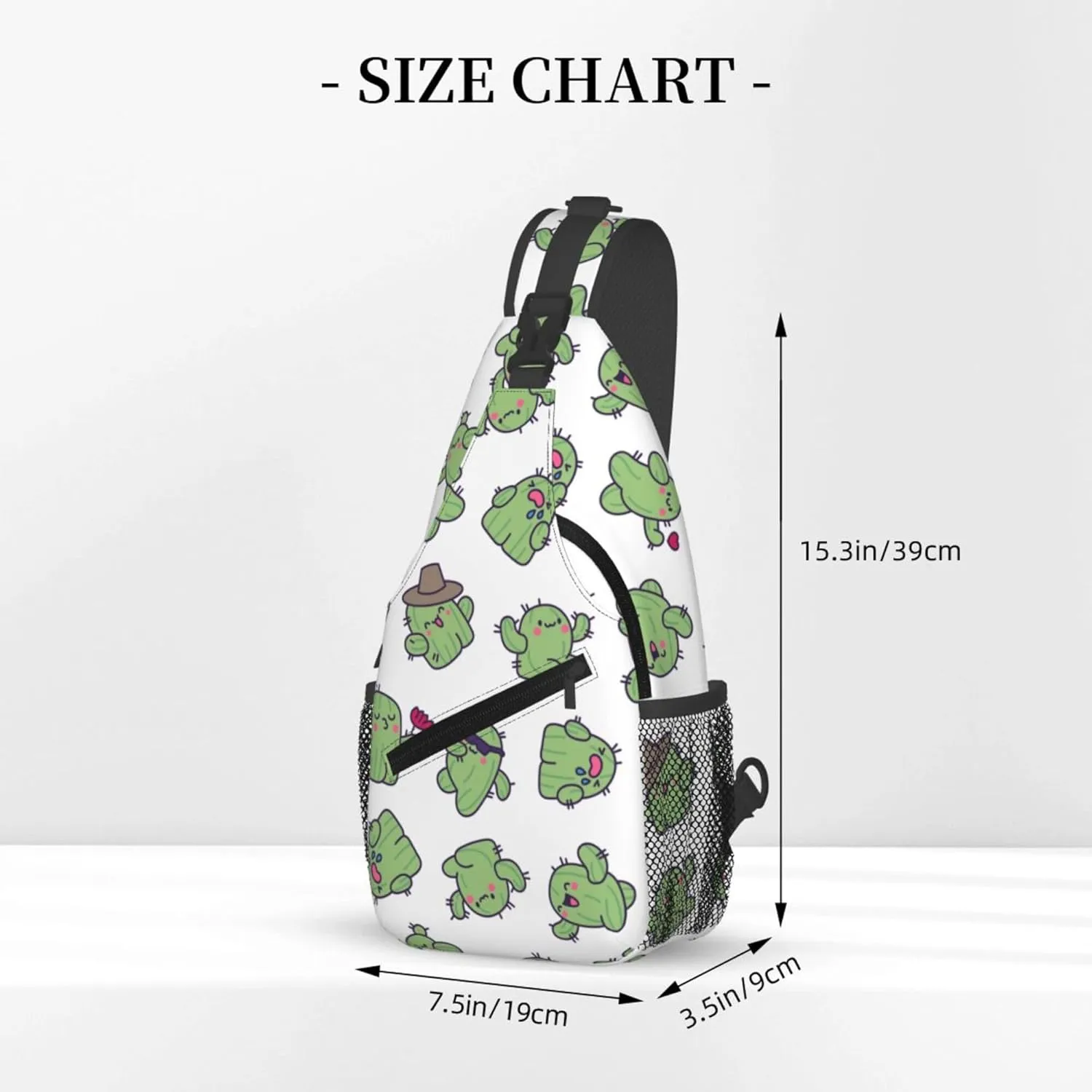 Cute Funny Cactus Sling Backpack Crossbody Bag, Chest Bag Daypack for Outdoors Hiking Traveling