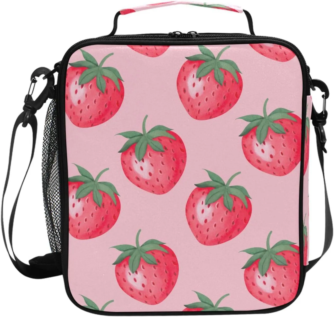 Cute Juicy Strawberry Lunch Box for Kids Girls Boys Insulated Lunch Bag for Women Men Reusable Tote Bag Large Cooler Bag Leakproof with Adjustable Shoulder Strap for Adult Work Picnic Travel Girls Men