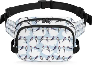 Cute Swallow Bird Fanny Pack Crossbody Bags for Women Men Waist Packs Hip Bum Bag Cross Body Fanny Pack with Adjustable Strap for Running Hiking Travel