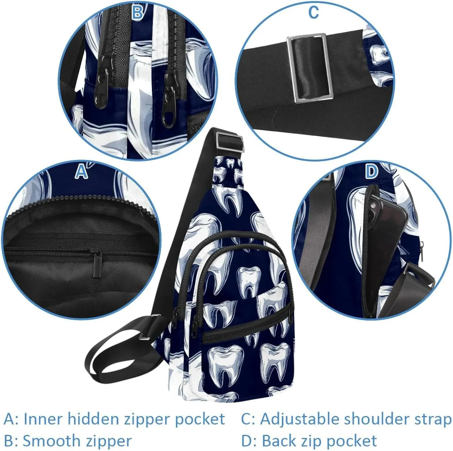 Cute Teeth Sling Backpack Bag