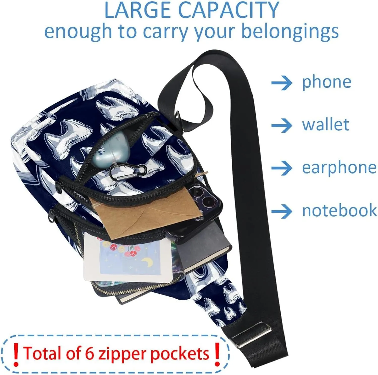 Cute Teeth Sling Backpack Bag