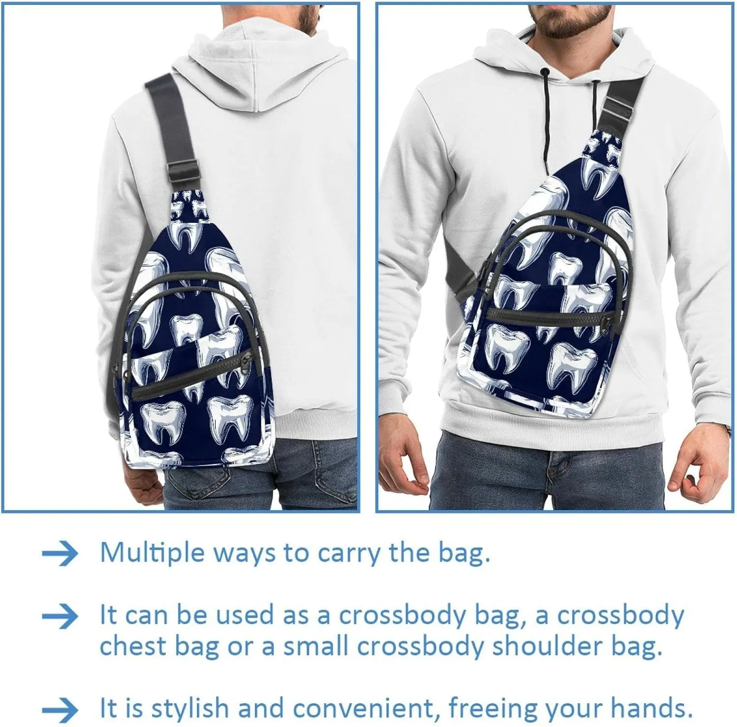 Cute Teeth Sling Backpack Bag