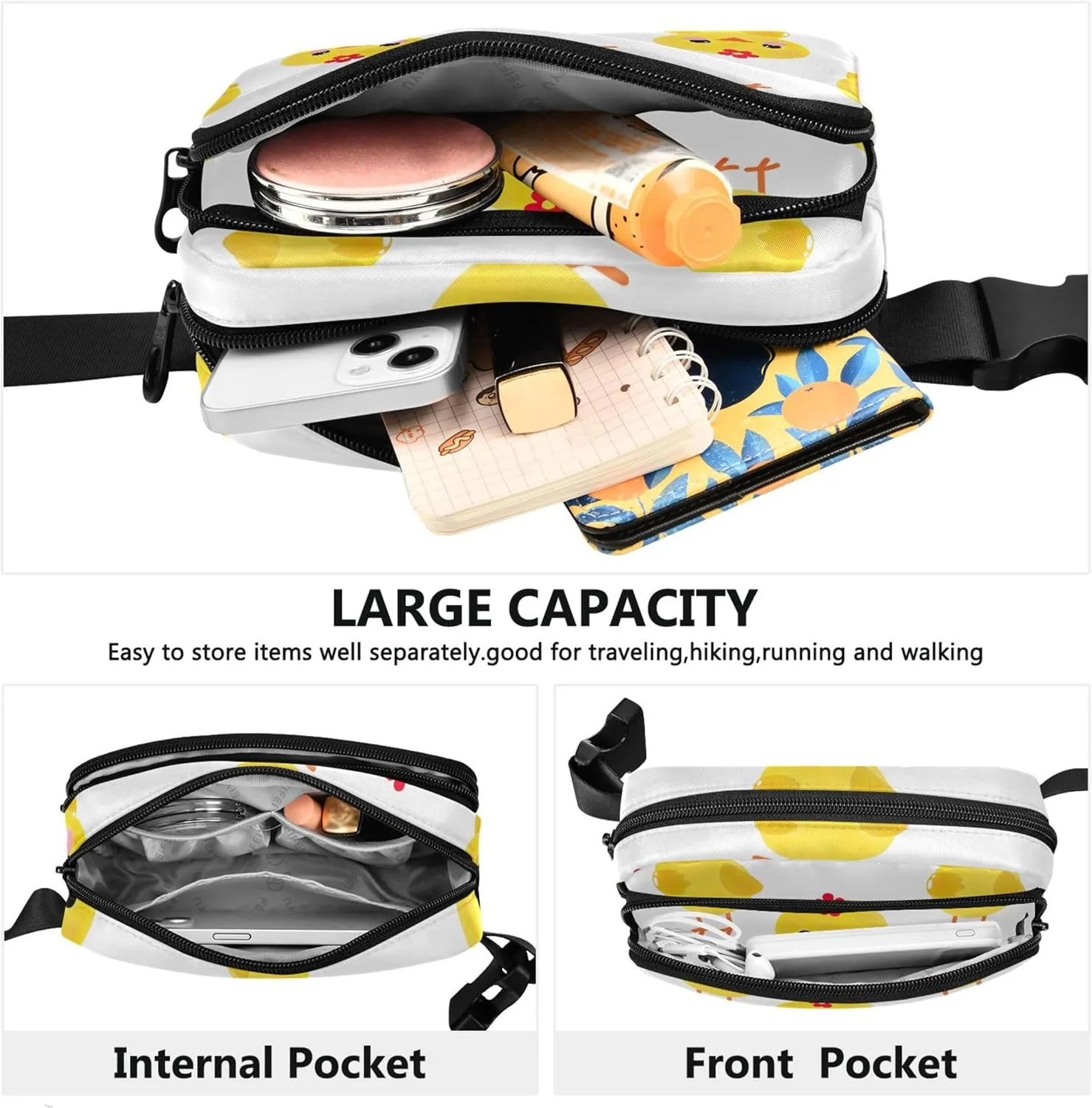 Cute Yellow Chickens Womens Fanny Pack Funky Belt Bag Hip Pack Waterproof Waist Pack for Women