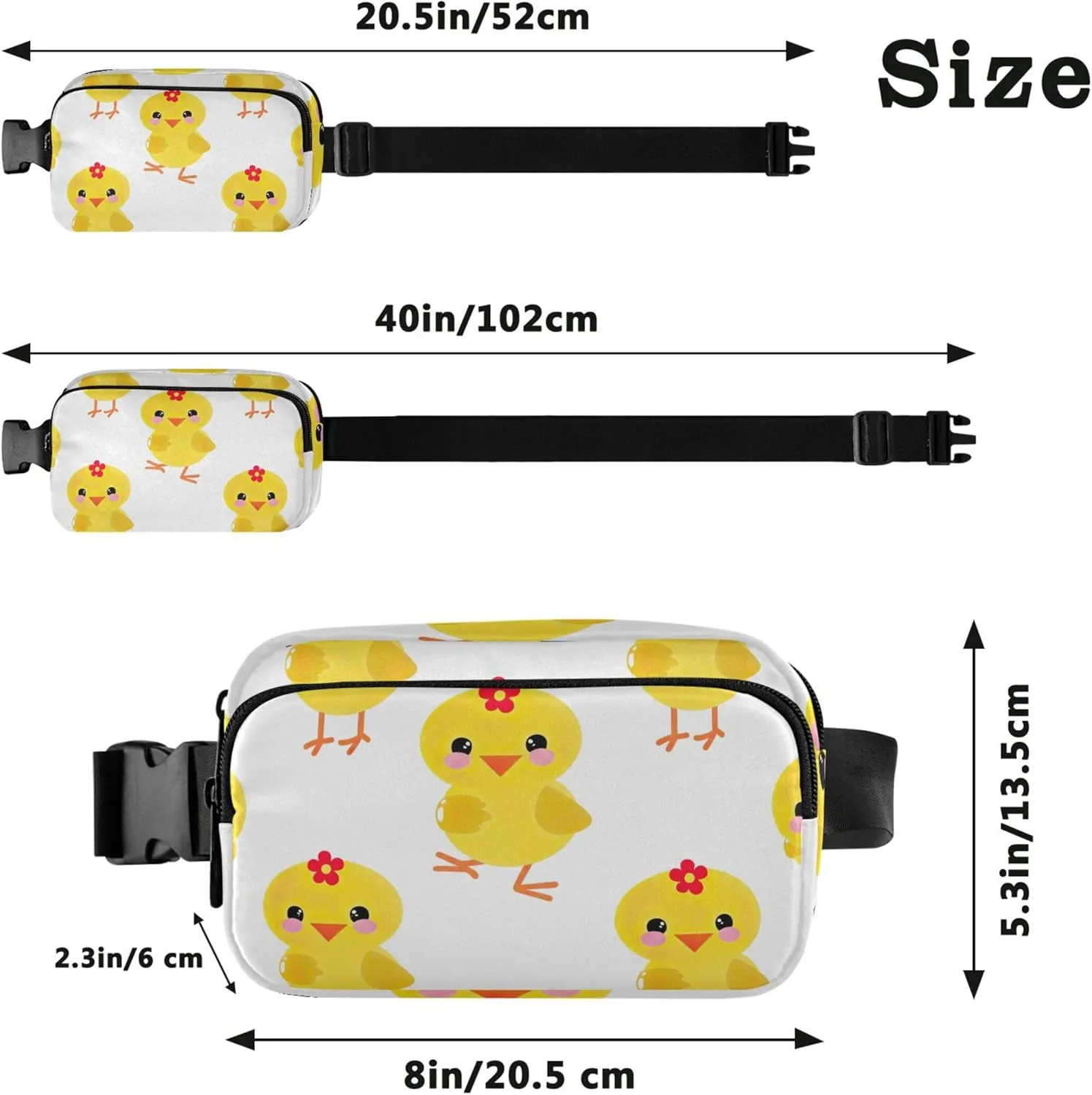 Cute Yellow Chickens Womens Fanny Pack Funky Belt Bag Hip Pack Waterproof Waist Pack for Women