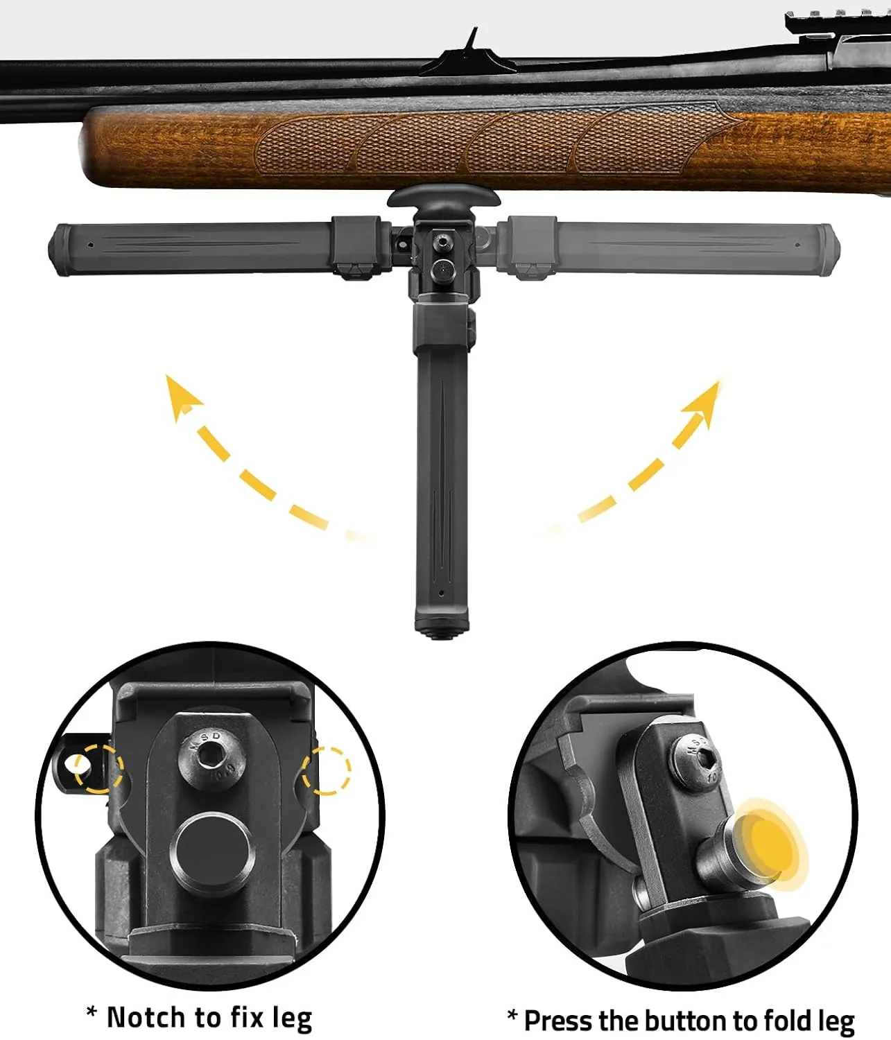 CVLIFE Bipod for Shooting and Hunting,Rifle Bipod Sling Mounting Bipod for Rifle Made of Lightweight High-Strength Polymer