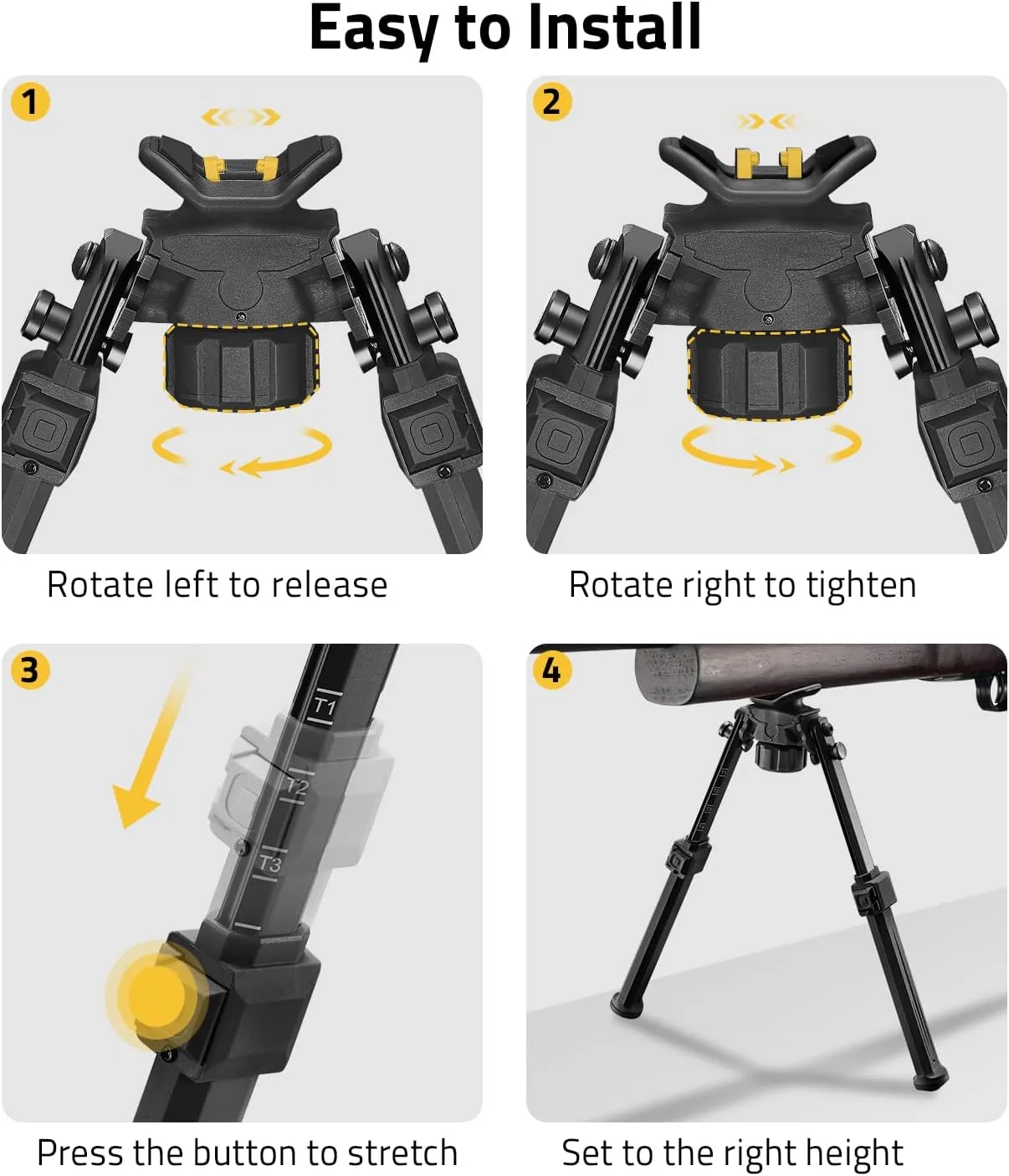 CVLIFE Bipod for Shooting and Hunting,Rifle Bipod Sling Mounting Bipod for Rifle Made of Lightweight High-Strength Polymer