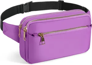 CXWMZY Fanny Packs for Women & Men, Fashion Waist Bag Hip Bum Bag with Multi-Pockets Large Capacity Cute Fanny Pack Casual Bum Bag for Disney Traveling Shopping Casual Cycling Running (Purple)