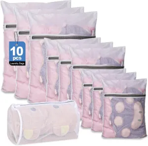 CXYARY 10PCS Mesh Laundry Bags for Delicates, 4 Sizes Laundry Bag Mesh Wash Bags With Premium Zipper, Durable Lingerie Wash Bag, Travel Laundry Bag (3 Large, 3 Medium, 3 Small, 1 Cylinder)