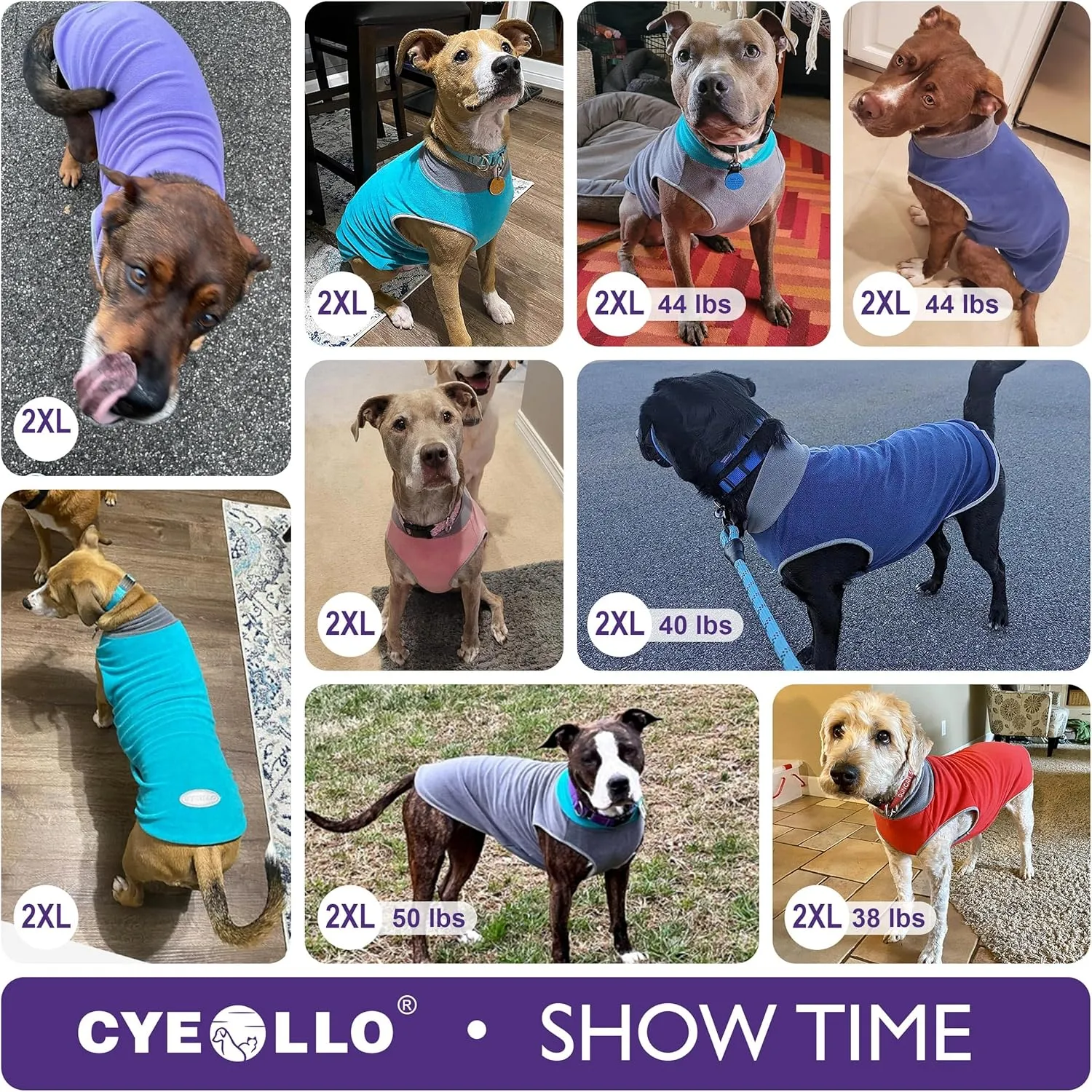 Cyeollo 2 Pack Fleece Sweater Vest - Stretchy Sweatshirt for Dogs With Reflective Stripe - Clothes for Medium Dogs Boy - Turquoise & Grey