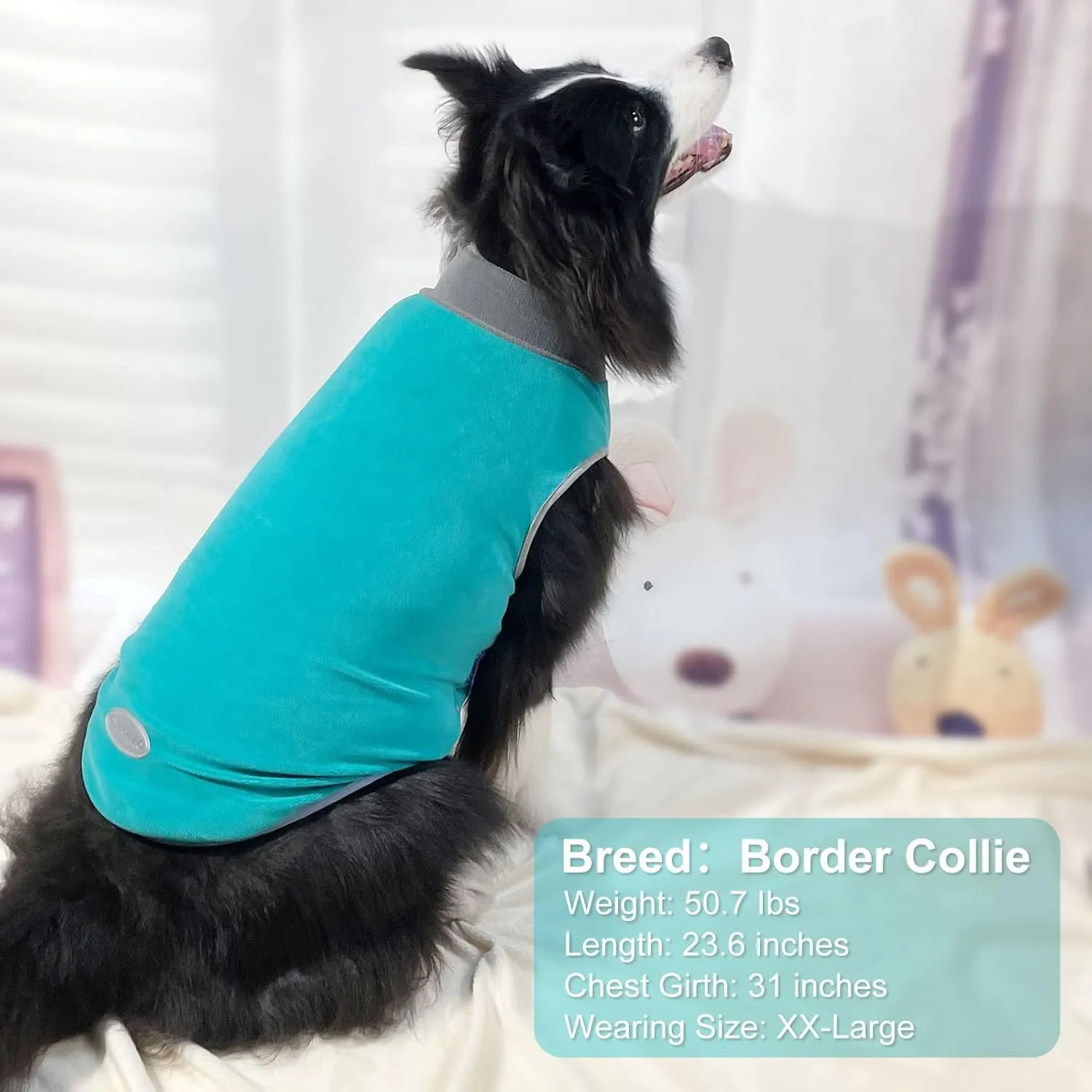 Cyeollo 2 Pack Fleece Sweater Vest - Stretchy Sweatshirt for Dogs With Reflective Stripe - Clothes for Medium Dogs Boy - Turquoise & Grey
