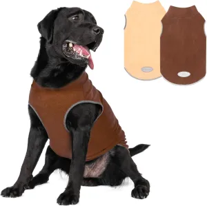 cyeollo 2XL Dog Sweater for Large Dogs Male Female, Reflective Dog Sweatshirt Pullover Dog Jacket Fall Winter Dog Sweaters Warm Dog Clothes, Brown & Khaki XXL