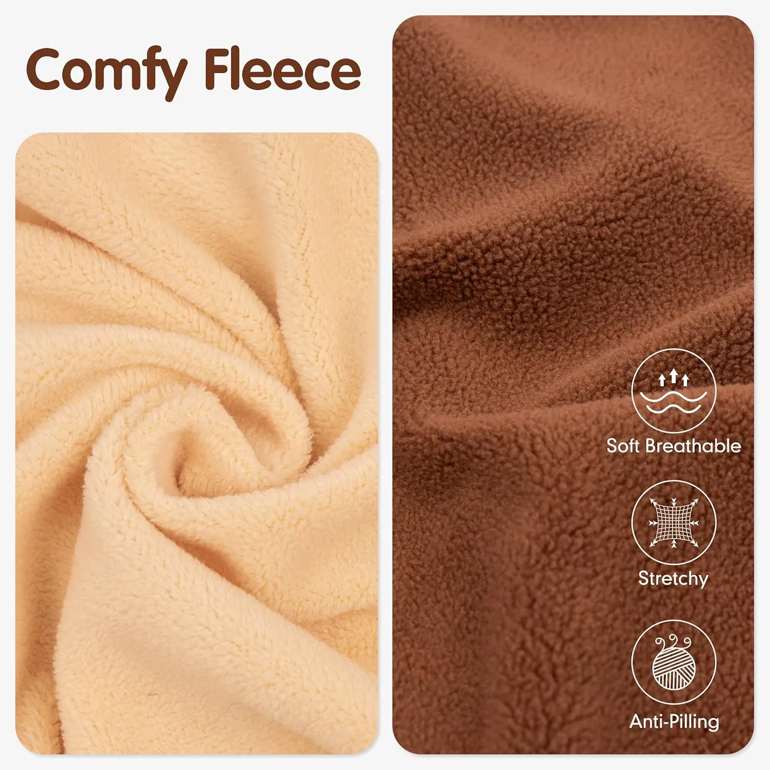 cyeollo 2XL Dog Sweater for Large Dogs Male Female, Reflective Dog Sweatshirt Pullover Dog Jacket Fall Winter Dog Sweaters Warm Dog Clothes, Brown & Khaki XXL