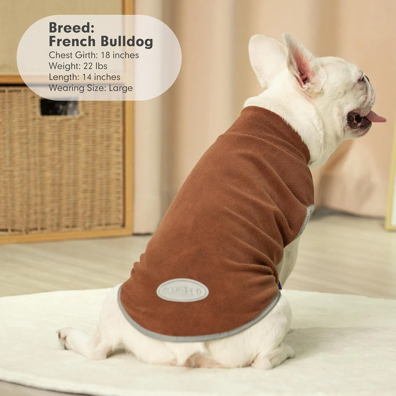 cyeollo 2XL Dog Sweater for Large Dogs Male Female, Reflective Dog Sweatshirt Pullover Dog Jacket Fall Winter Dog Sweaters Warm Dog Clothes, Brown & Khaki XXL