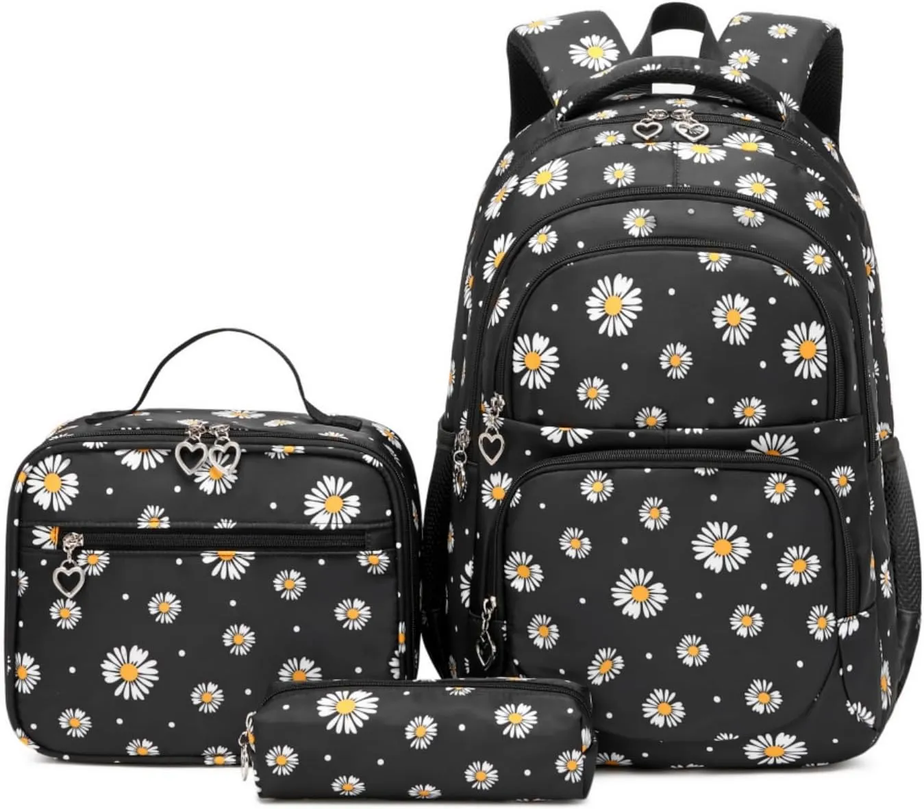 Daisy Kids Backpack for Girls, Multi Pocket School Bags with Lunch Box for Elementary, Teen Girls Bookbag Set
