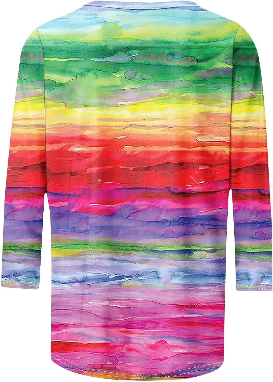 DASAYO Womens Fashion 2024 3/4 Sleeve Shirts Crewneck Casual Plus Size Tops for Women Trendy Tie Die Print Going Out Tops