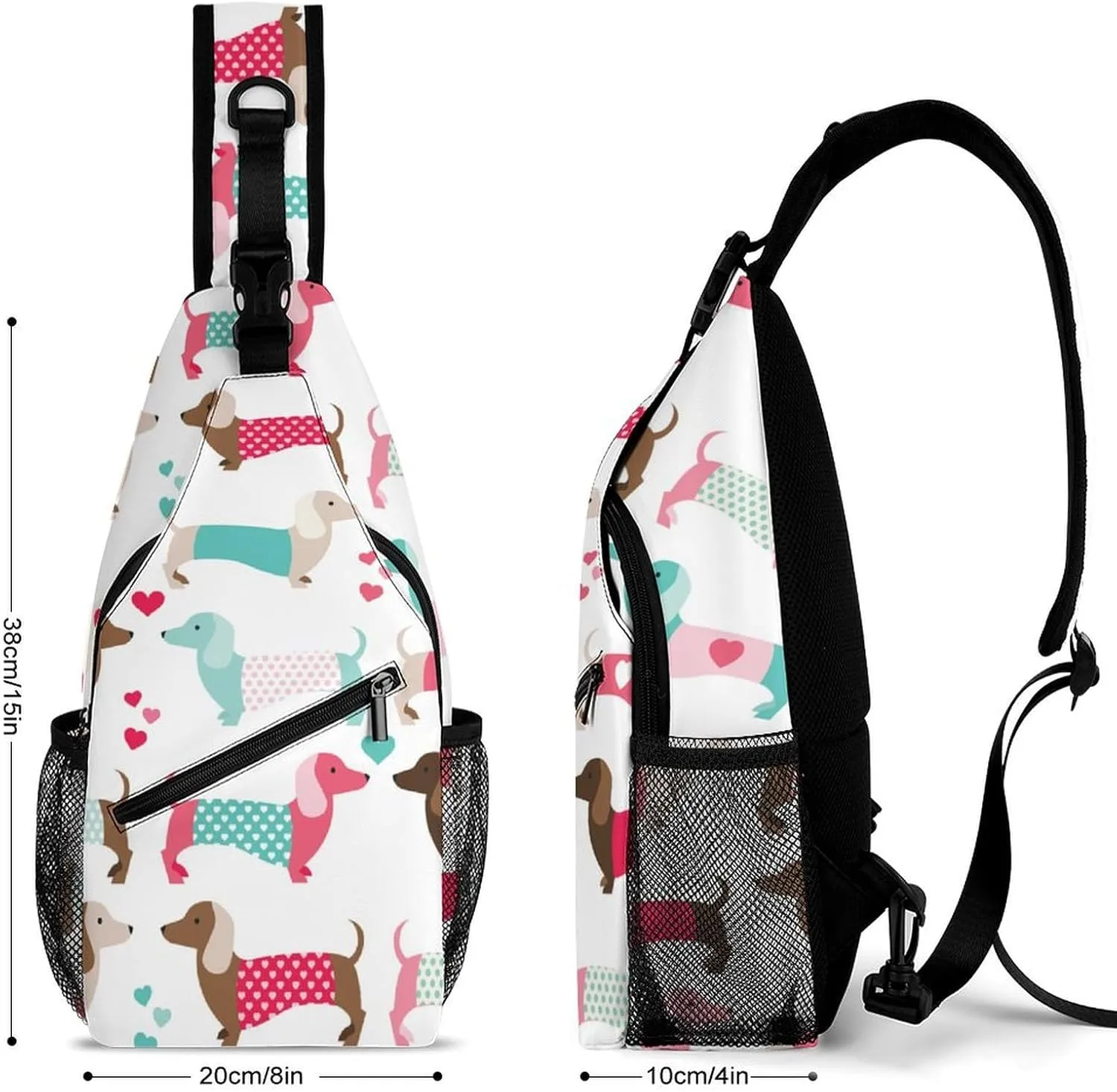 Dechshund Sling Backpack Mens Women Crossbody Backpack Chest Bag Cycling Daypack Hiking Bag Small Cross Body Bags Sports Backpacks