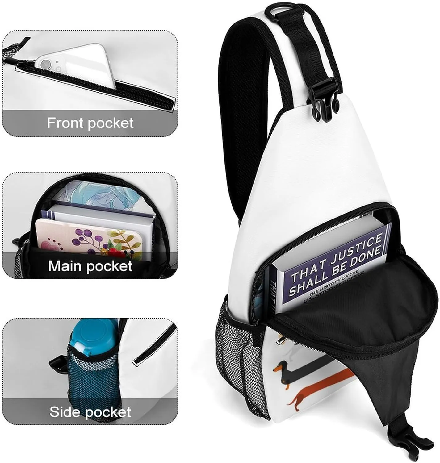 Dechshund Sling Backpack Mens Women Crossbody Backpack Chest Bag Running Daypack Travel Bag Casual Daypacks Sports Backpacks