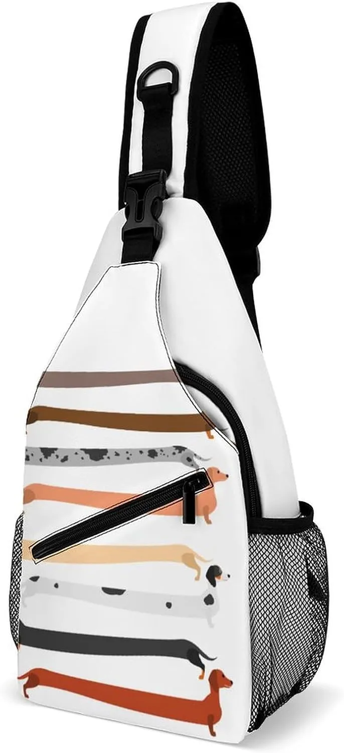 Dechshund Sling Backpack Mens Women Crossbody Backpack Chest Bag Running Daypack Travel Bag Casual Daypacks Sports Backpacks