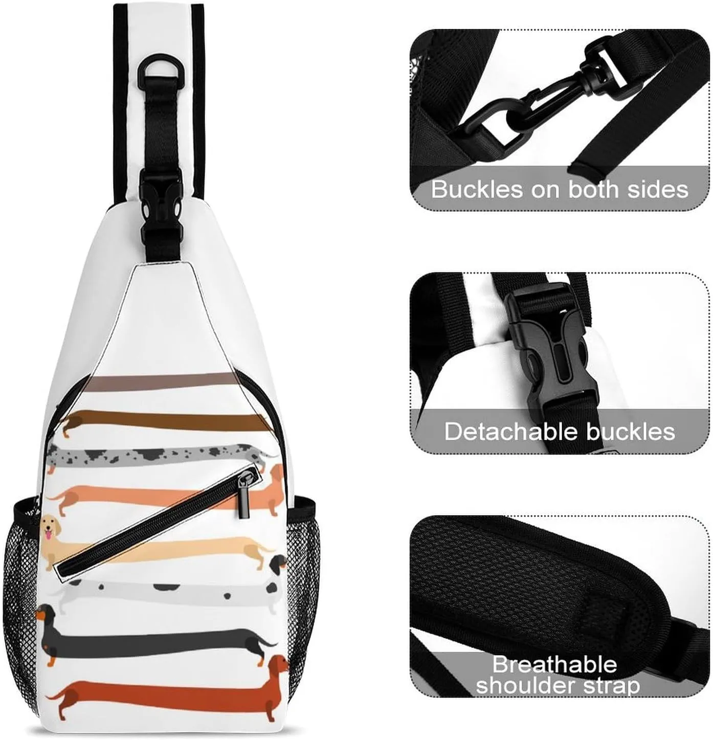 Dechshund Sling Backpack Mens Women Crossbody Backpack Chest Bag Running Daypack Travel Bag Casual Daypacks Sports Backpacks