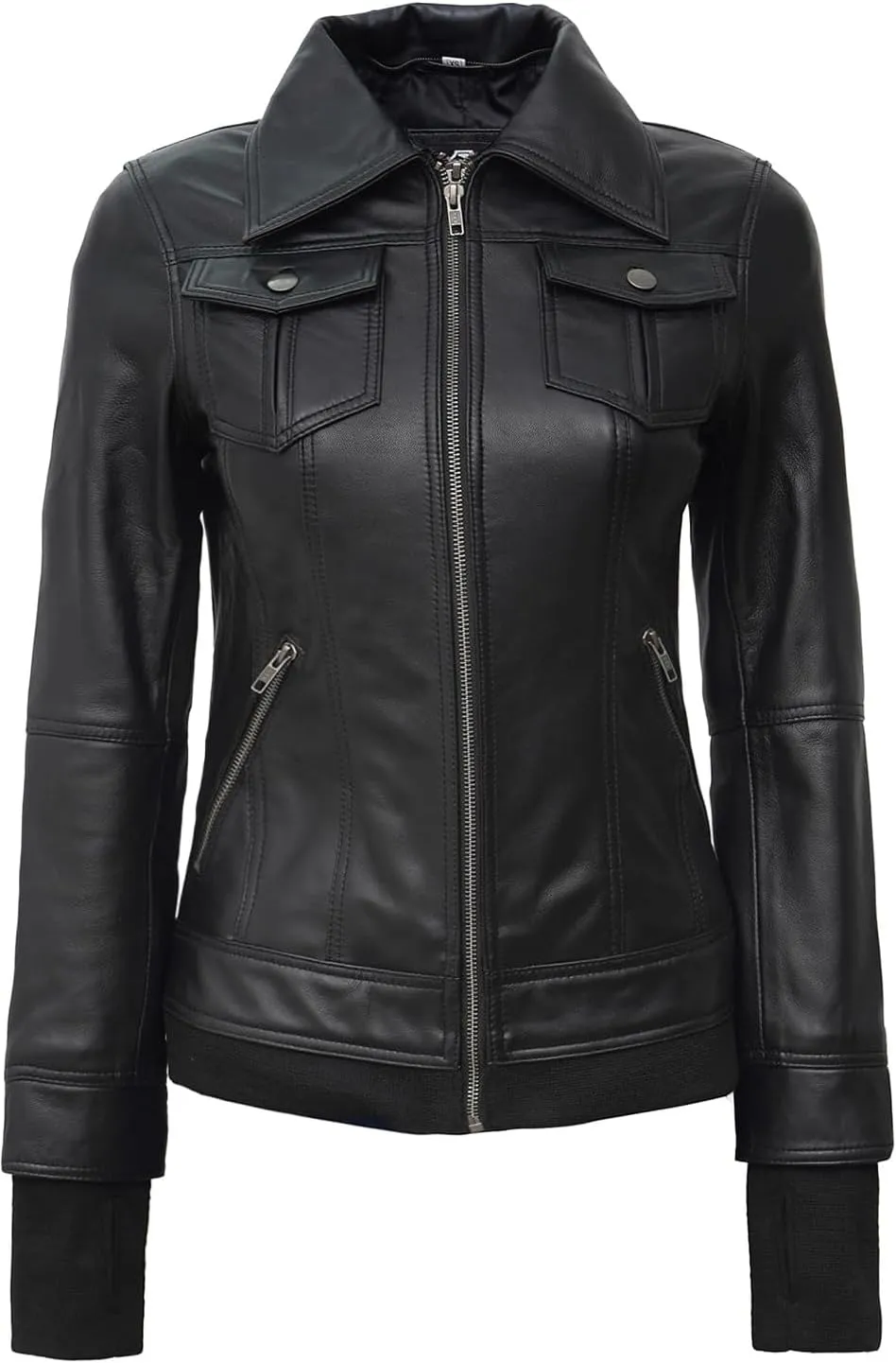 Decrum Hooded Leather Jacket Women - Real Lambskin Womens Leather Jacket with Removable Hood